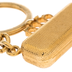 Pre Owned Alexander McQueen Knuckle Clutch Charm Gold Tone Keychain