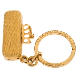 Pre Owned Alexander McQueen Knuckle Clutch Charm Gold Tone Keychain