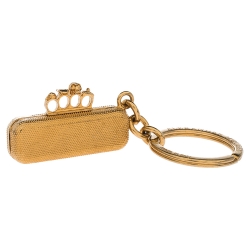 Pre Owned Alexander McQueen Knuckle Clutch Charm Gold Tone Keychain