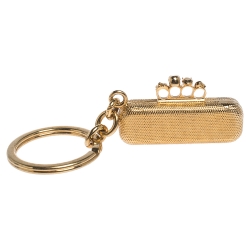Pre Owned Alexander McQueen Knuckle Clutch Charm Gold Tone Keychain