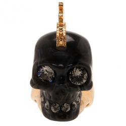 مملوكة مسبقًا Alexander McQueen Skull Punk Black Plexi Ring Size 53