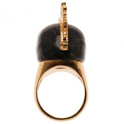 مملوكة مسبقًا Alexander McQueen Skull Punk Black Plexi Ring Size 53