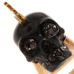مملوكة مسبقًا Alexander McQueen Skull Punk Black Plexi Ring Size 53