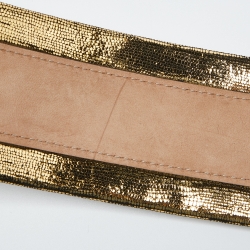 Alexander McQueen Gold Textured Leather Buckle Wide Belt 95CM