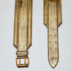 Alexander McQueen Gold Textured Leather Buckle Wide Belt 95CM