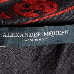 Pre Owned Alexander McQueen Black Skull Print Silk Chiffon Scarf