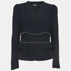 Pre Owned Alexander McQueen Black Pearl Embellished Crepe Blazer M