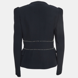 Pre Owned Alexander McQueen Black Pearl Embellished Crepe Blazer M