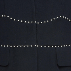 Pre Owned Alexander McQueen Black Pearl Embellished Crepe Blazer M