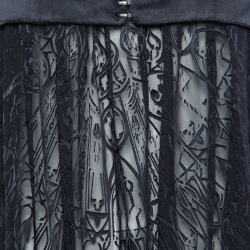 Pre Owned Alexander McQueen Black Patterned Silk Blend Pleated Mini Dress M