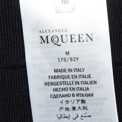 Pre Owned Alexander McQueen Black/Red Stripe Knit Plisse Midi Dress M