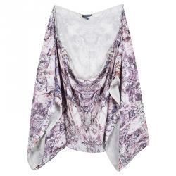Alexander McQueen Multicolor Printed Silk Oversized Draped Shrug (Free Size)