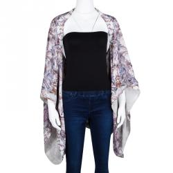 Alexander McQueen Multicolor Printed Silk Oversized Draped Shrug (Free Size)