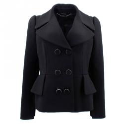 Pre Owned Alexander McQueen Black Wool Peplum Jacket L