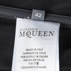 Pre Owned Alexander Mc Queen Navy Blue Silk Chiffon Draped Strapless Dress M