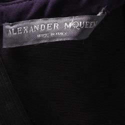 Pre Owned Alexander McQueen Purple Silk Chiffon Draped Strapless Dress S