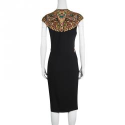 Pre Owned Alexander McQueen Multicolor Jacquard Knit Cap Sleeve Midi Dress S
