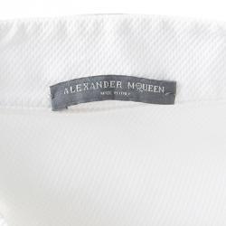 Pre Owned Alexander McQueen White Textured Cotton High Low Shirt Dress M