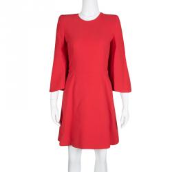 Pre Owned Alexander McQueen Red Knit Kimono Sleeve Dress S