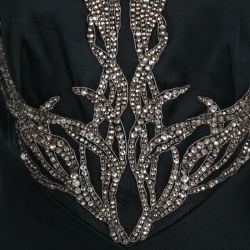 Pre Owned Alexander McQueen Black Satin Crystal Embellished Gown M