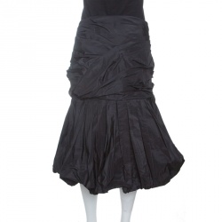 Pre Owned Alexander McQueen Black Ruched Silk Layered Balloon Skirt M 