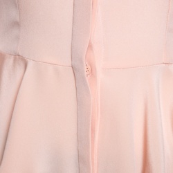 Pre Owned Alexander Mcqueen Peach Silk Long Sleeve Peplum Shirt S