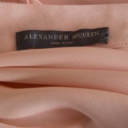 Pre Owned Alexander Mcqueen Peach Silk Long Sleeve Peplum Shirt S