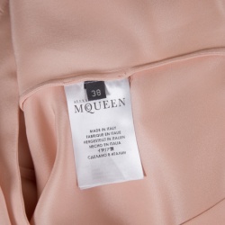 Pre Owned Alexander Mcqueen Peach Silk Long Sleeve Peplum Shirt S
