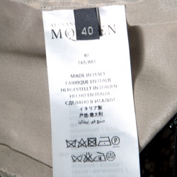 Pre Owned Alexander McQueen Beige and Black Backless Butterfly Lace Gown S