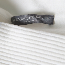 Pre Owned Alexander McQueen White Stretch Knit Floral Embossed Scalloped Hem Pencil Skirt S