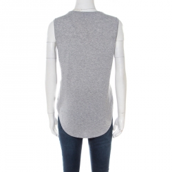 Pre Owned Alexander McQueen Grey Skeleton Printed Cotton Jersey Tank Top S