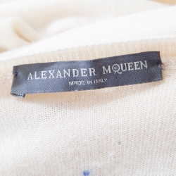 Pre Owned Alexander McQueen Abstract Print Cashmere Silk Asymmetric Sweater Dress S