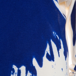 Pre Owned Alexander McQueen Abstract Print Cashmere Silk Asymmetric Sweater Dress S