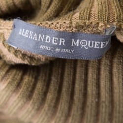 Alexander McQueen Green Patterned Knit Wool Turtleneck Sweater L
