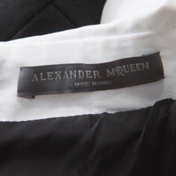 Pre Owned Alexander McQueen Black Wool Contrast Trim Peter Pan Collar Sheath Dress M