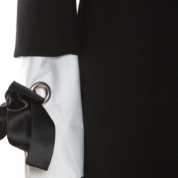 Pre Owned Alexander McQueen Black Wool Contrast Trim Peter Pan Collar Sheath Dress M