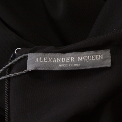 Pre Owned Alexander McQueen Black and Red Cutout Draped Sleeve Detail Dress M