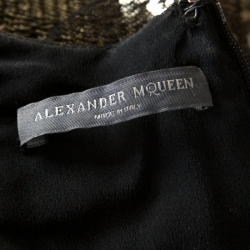 Pre Owned Alexander McQueen Gold Sequin & Tulle Ruffle Detail Gown S