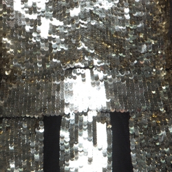 Pre Owned Alexander McQueen Gold Sequin & Tulle Ruffle Detail Gown S