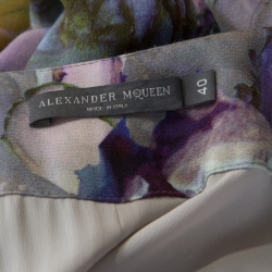 Pre Owned Alexander McQueen Multicolor Floral Printed Cowl Neck Maxi Dress S