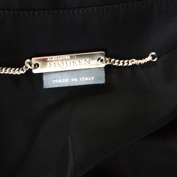 Pre Owned Alexander McQueen Black Crepe Padded Shoulder Single Button Blazer M