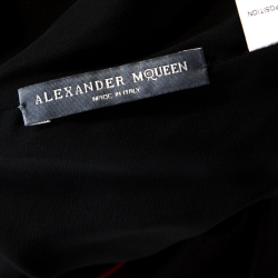 Pre Owned Alexander McQueen Red Silk Cowl Neck Scoop Back Long Dress L