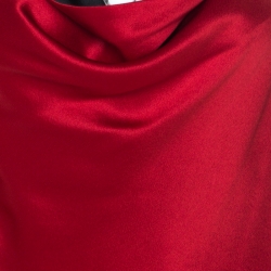 Pre Owned Alexander McQueen Red Silk Cowl Neck Scoop Back Long Dress L