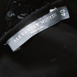 Alexander McQueen Black Sequinned & Beaded Skull Pattern Sleeveless Top S