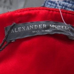 Pre Owned Alexander McQueen Red Crepe Off Shoulder Evening Gown M