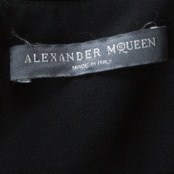Pre Owned Alexander McQueen Black Crepe Ruffled Open Back Sleeveless Dress S