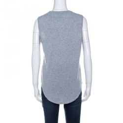 Pre Owned Alexander McQueen Grey Skeleton Printed Cotton Jersey Tank Top S