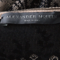 مملوكة مسبقًا Alexander McQueen Beige and Black Knit Jacquard Silk Blend Mini Dress S