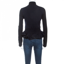 McQ by Alexander McQueen Bicolor Peplum Zip Front Sweater M
