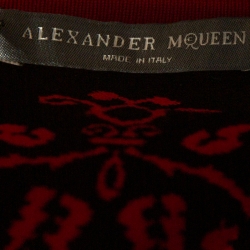 Pre Owned Alexander McQueen Poppy Red Floral Jacquard Knit Dress M
